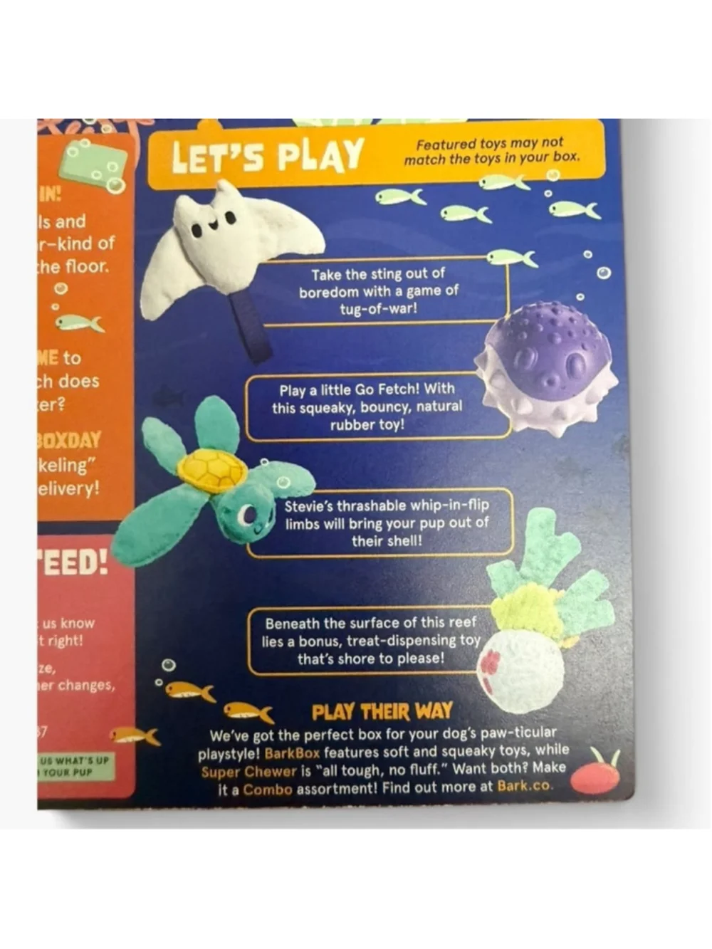 BARK Manny Ray Coral Ruff Dog Toy Set